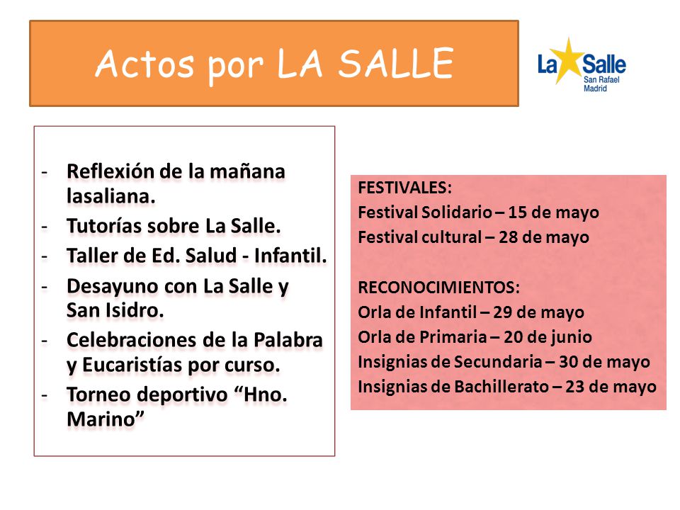 Actos por LA SALLE Reflexión de la mañana lasaliana.