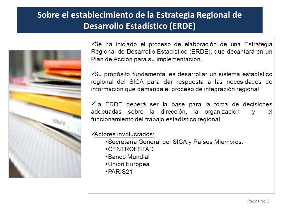 Sobre el establecimiento de la Estrategia Regional de Desarrollo Estadístico (ERDE)