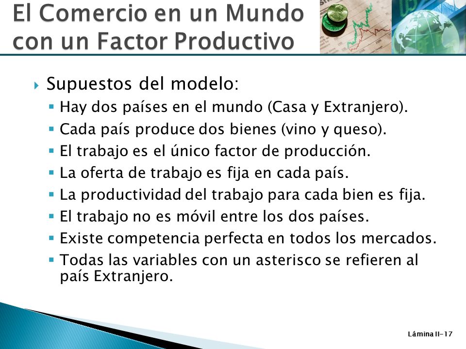 El Comercio en un Mundo con un Factor Productivo
