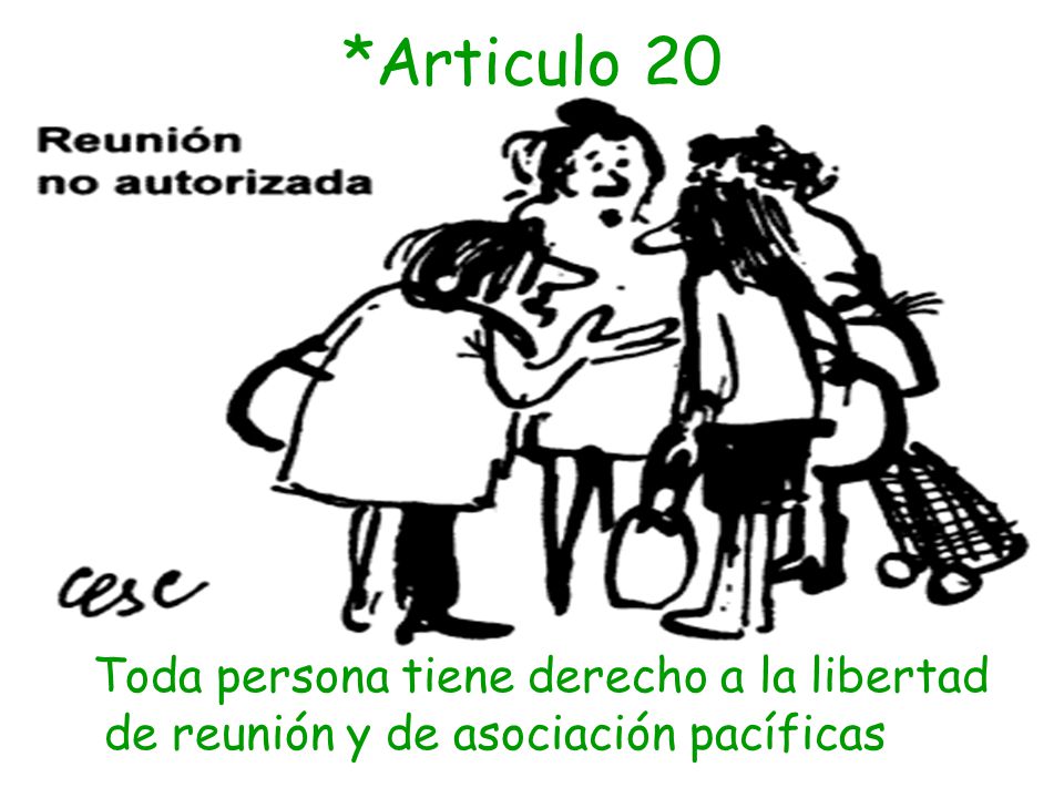 *Articulo 20 Toda persona tiene derecho a la libertad de reunión y de asociación pacíficas