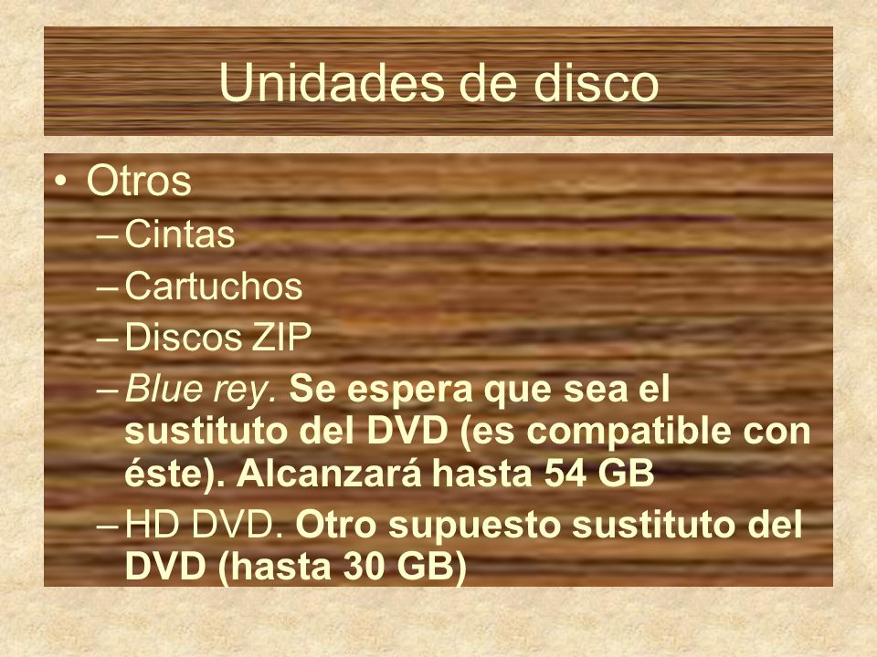 Unidades de disco Otros Cintas Cartuchos Discos ZIP