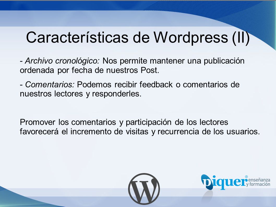 Características de Wordpress (II)