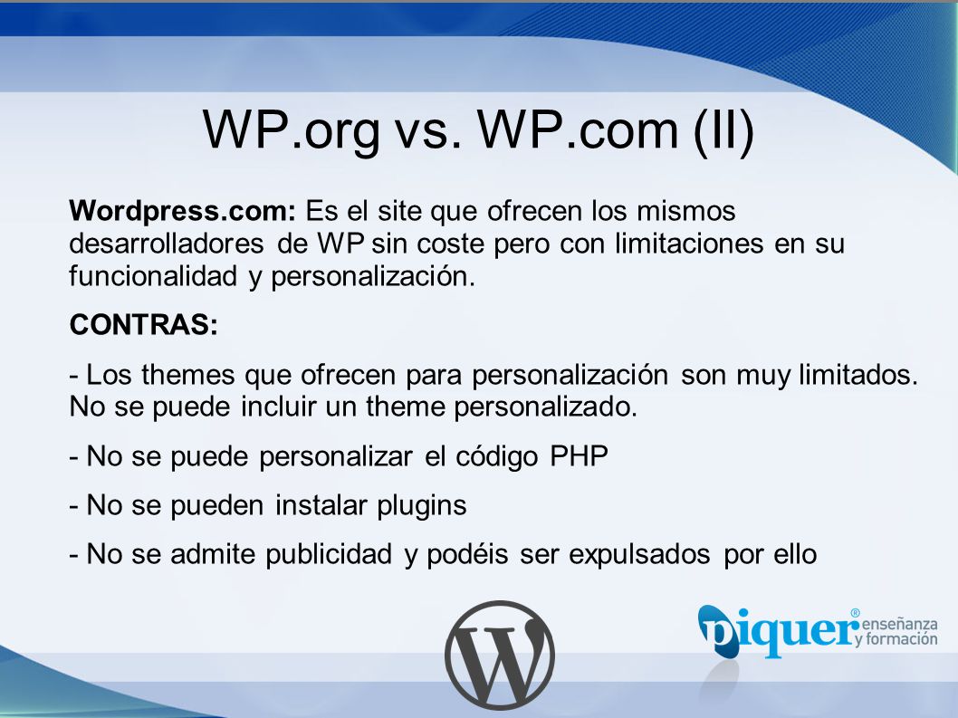 WP.org vs. WP.com (II)