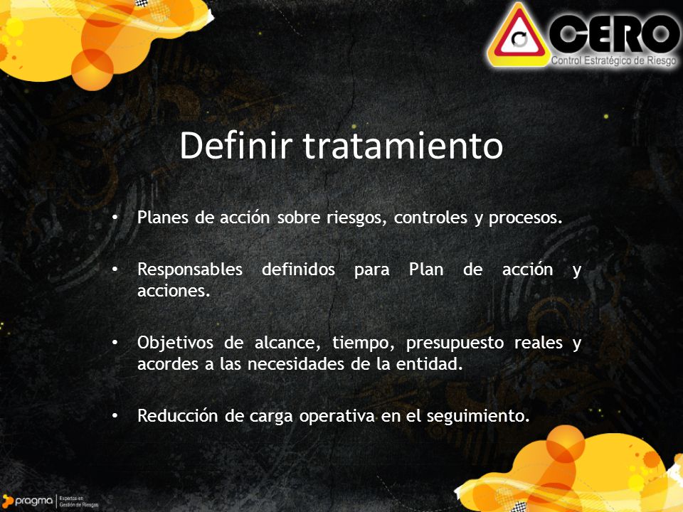 Definir tratamiento Planes de acción sobre riesgos, controles y procesos. Responsables definidos para Plan de acción y acciones.