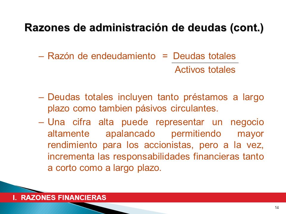 Razones de administración de deudas (cont.)