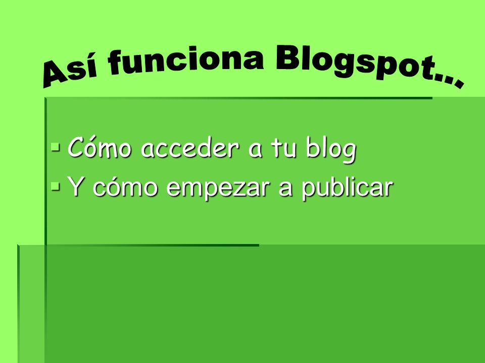 Así funciona Blogspot... Cómo acceder a tu blog