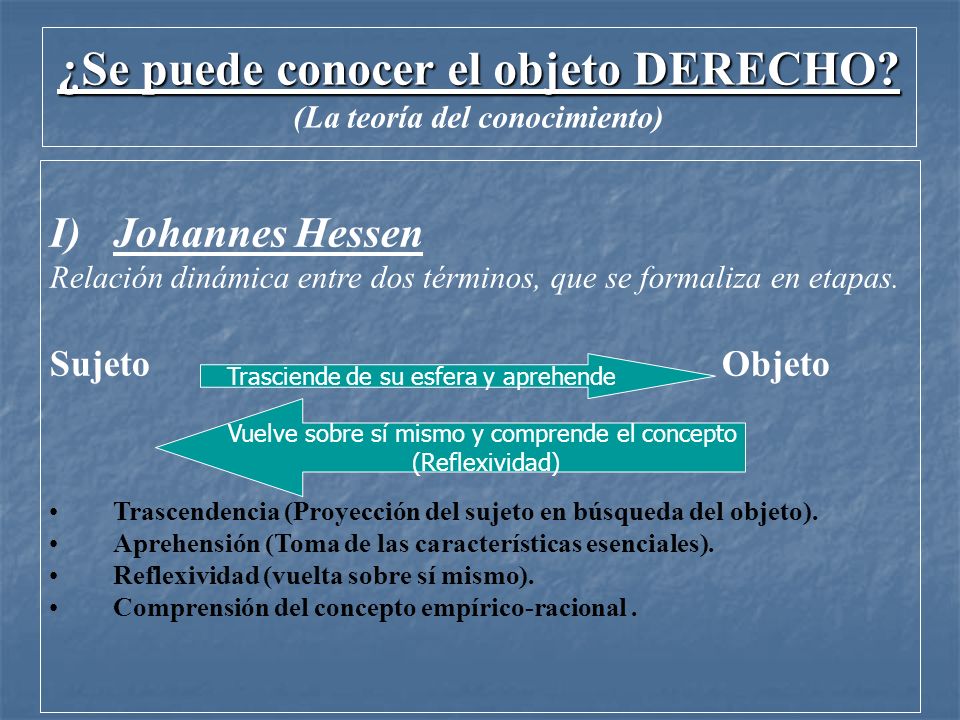 ¿Se puede conocer el objeto DERECHO (La teoría del conocimiento)