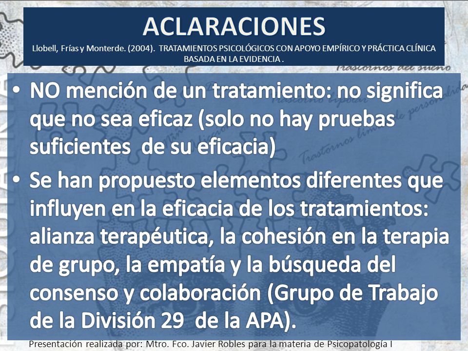 ACLARACIONES Llobell, Frías y Monterde. (2004)