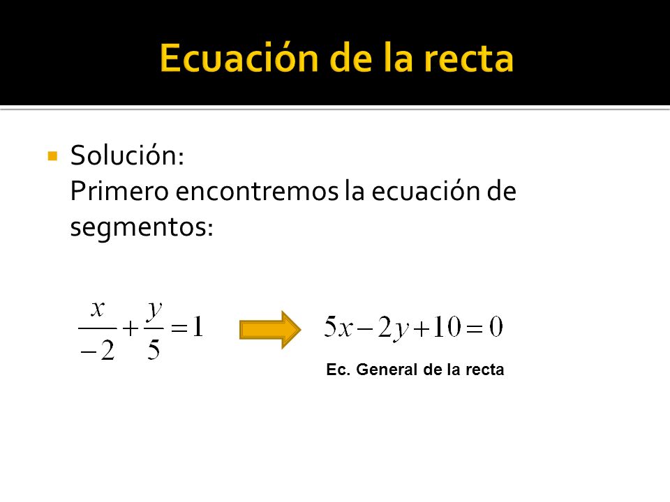 Ecuación de la recta Solución: