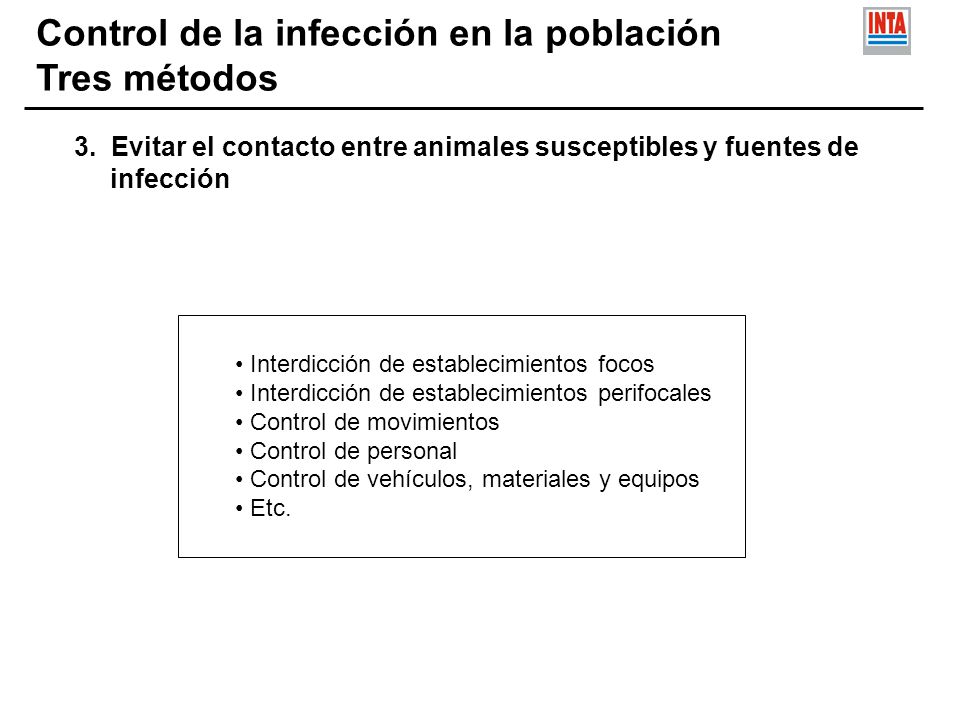 Control de la infección en la población Tres métodos