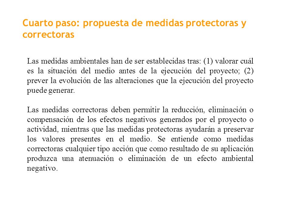 Cuarto paso: propuesta de medidas protectoras y correctoras