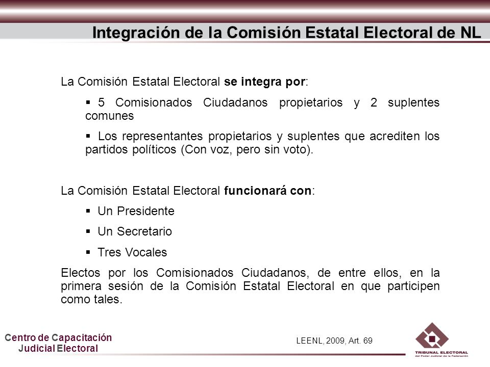 Integración de la Comisión Estatal Electoral de NL
