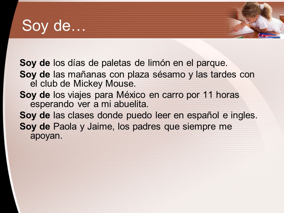 Soy de… Soy de los días de paletas de limón en el parque.
