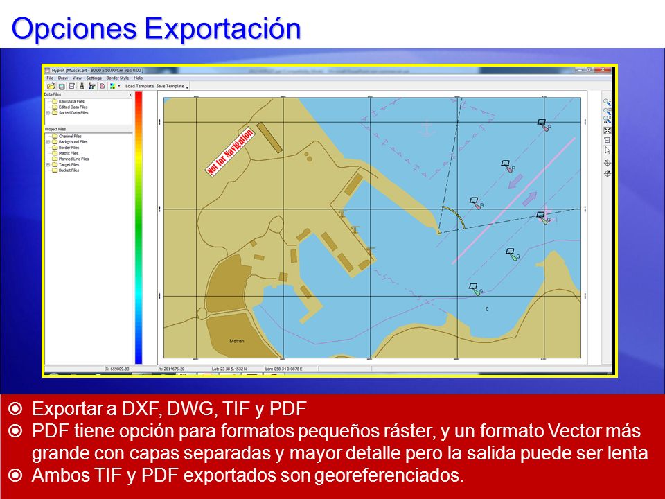 Opciones Exportación Exportar a DXF, DWG, TIF y PDF