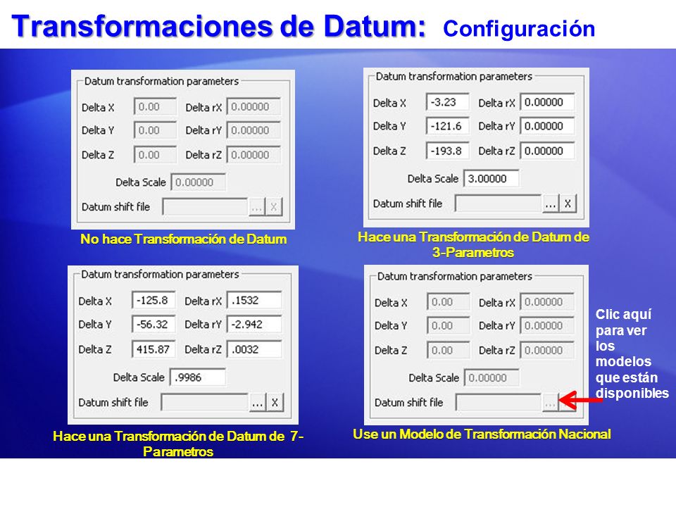 Transformaciones de Datum: Configuración
