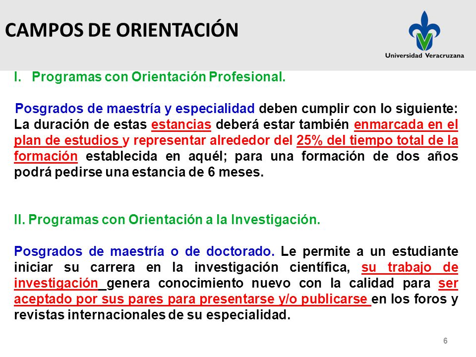 CAMPOS DE ORIENTACIÓN Programas con Orientación Profesional.