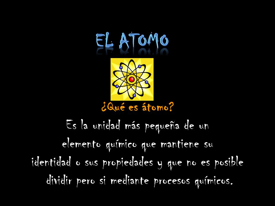 EL ATOMO ¿Qué es átomo Es la unidad más pequeña de un