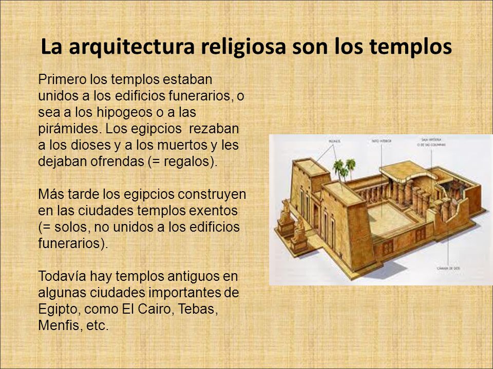 La arquitectura religiosa son los templos