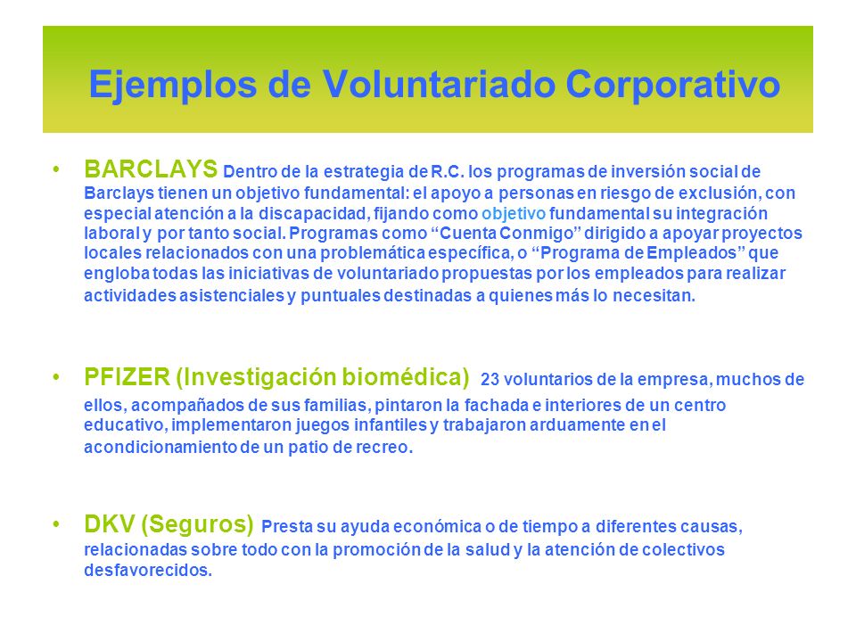 Ejemplos de Voluntariado Corporativo