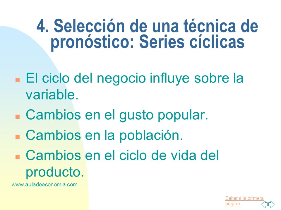 4. Selección de una técnica de pronóstico: Series cíclicas