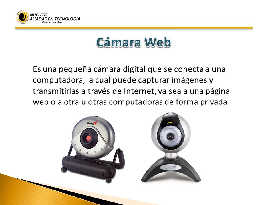 Cámara Web Es una pequeña cámara digital que se conecta a una