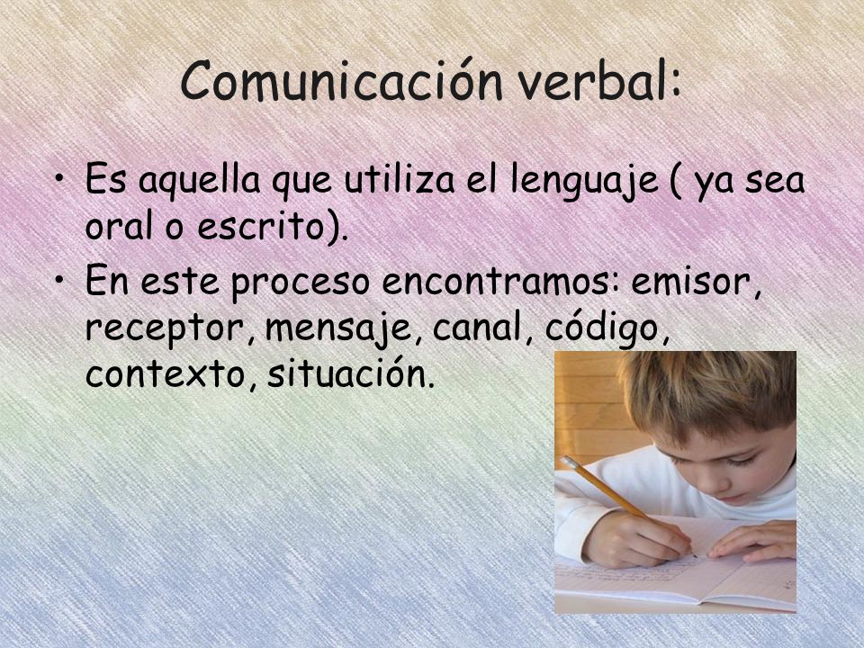Comunicación verbal: Es aquella que utiliza el lenguaje ( ya sea oral o escrito).