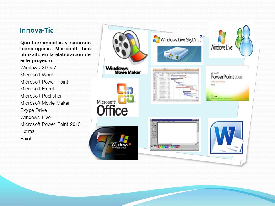 Innova-Tic Que herramientas y recursos tecnológicos Microsoft has utilizado en la elaboración de este proyecto.