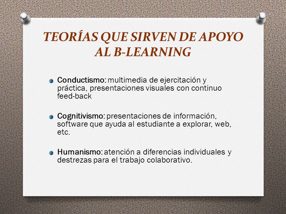 TEORÍAS QUE SIRVEN DE APOYO AL B-LEARNING
