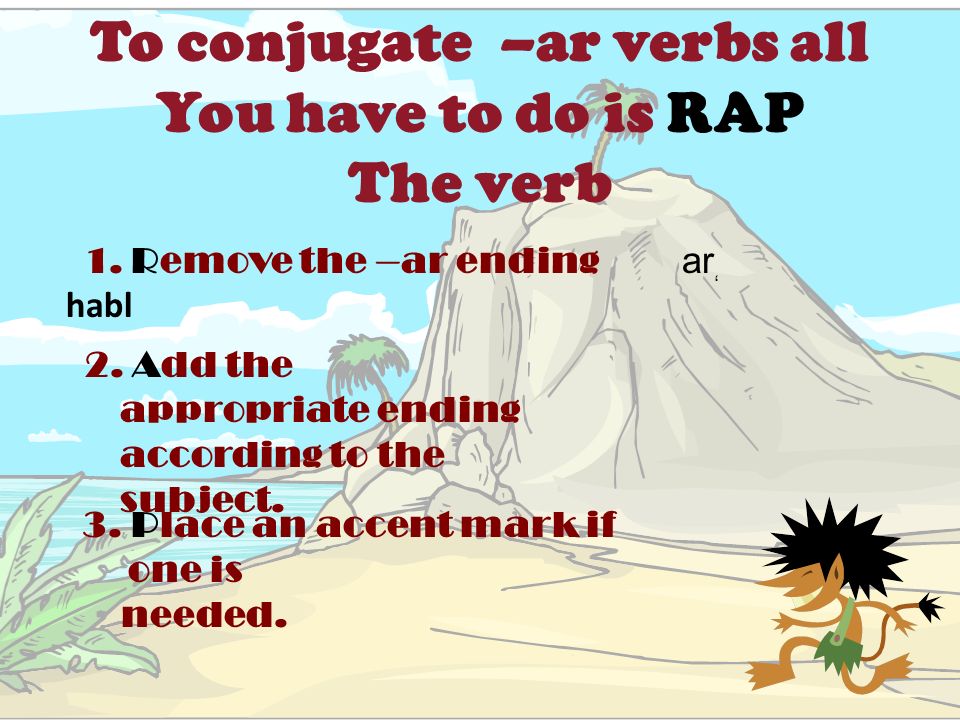 To conjugate –ar verbs all