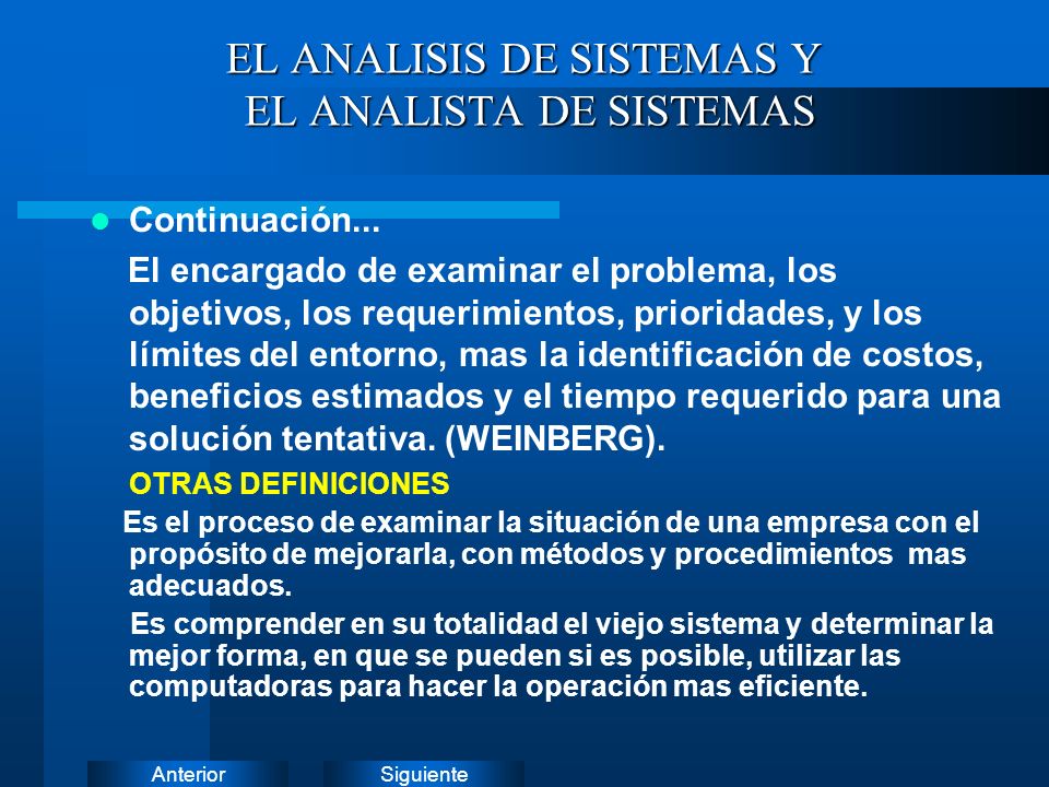 EL ANALISIS DE SISTEMAS Y EL ANALISTA DE SISTEMAS