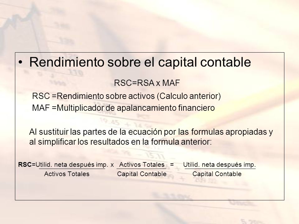Rendimiento sobre el capital contable RSC=RSA x MAF