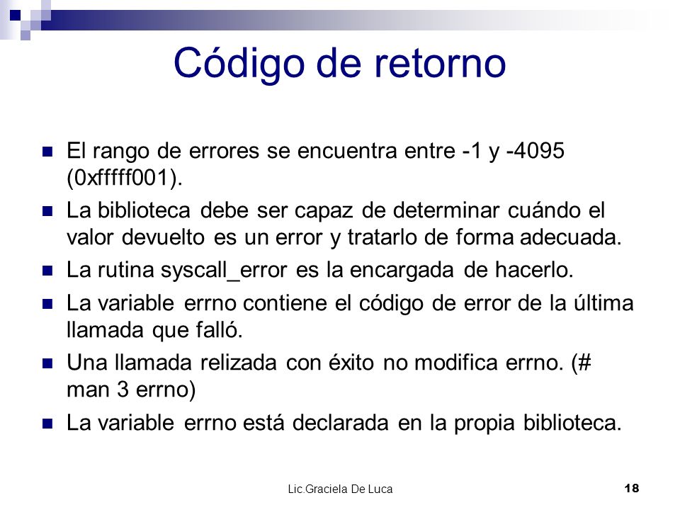 Código de retorno El rango de errores se encuentra entre -1 y (0xfffff001).