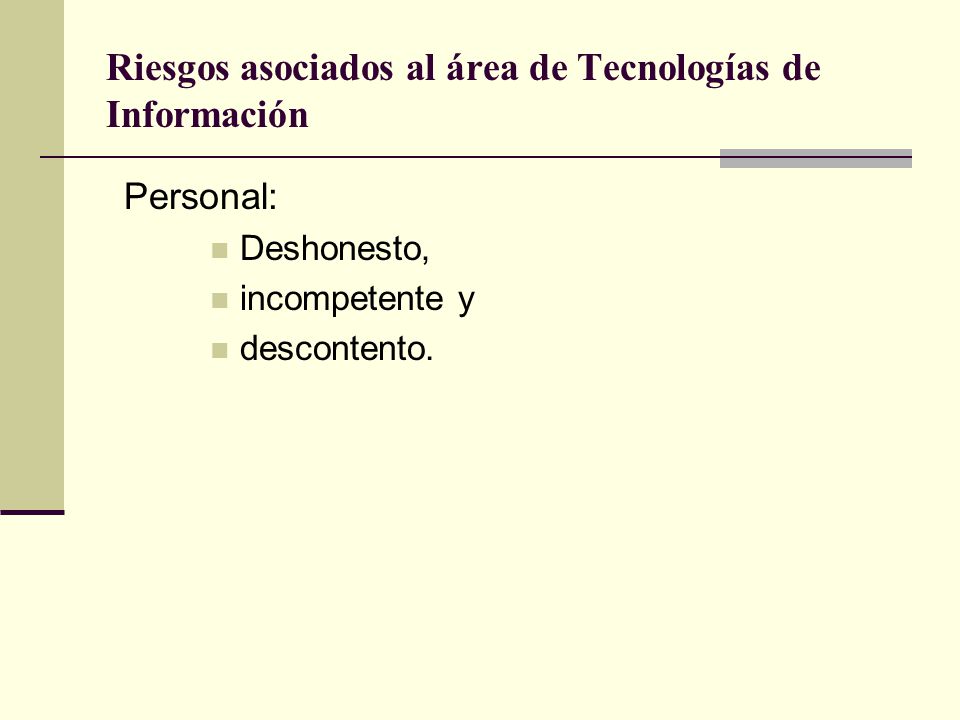 Riesgos asociados al área de Tecnologías de Información