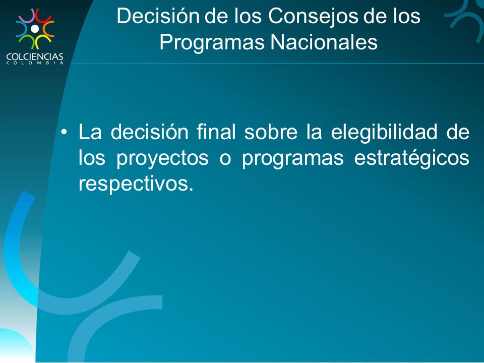 Decisión de los Consejos de los Programas Nacionales
