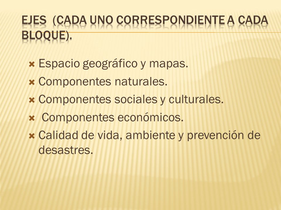 Ejes (Cada uno correspondiente a cada bloque).