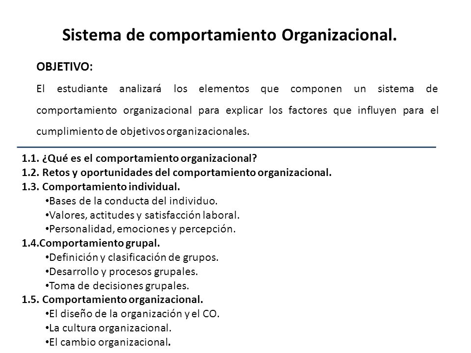 Sistema de comportamiento Organizacional.