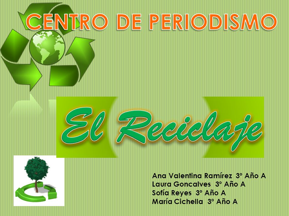 El Reciclaje CENTRO DE PERIODISMO Ana Valentina Ramírez 3º Año A
