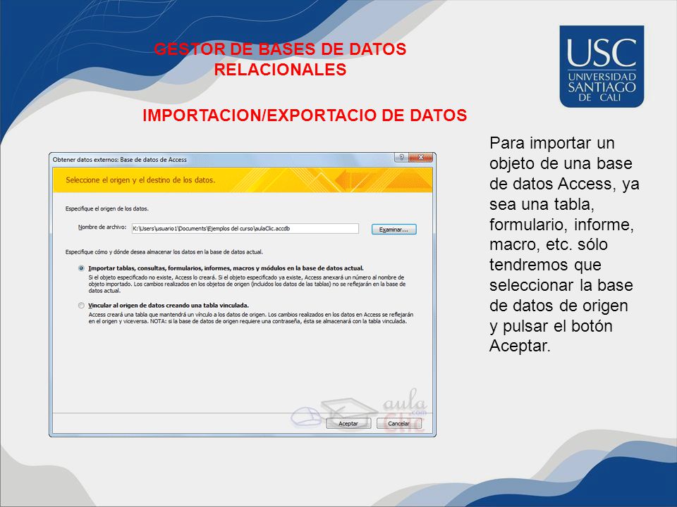 GESTOR DE BASES DE DATOS RELACIONALES IMPORTACION/EXPORTACIO DE DATOS