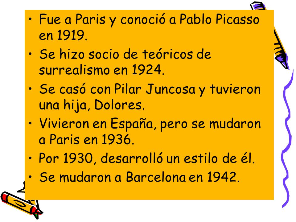 Fue a Paris y conoció a Pablo Picasso en 1919.
