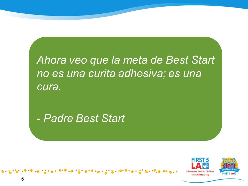 Ahora veo que la meta de Best Start no es una curita adhesiva; es una cura.