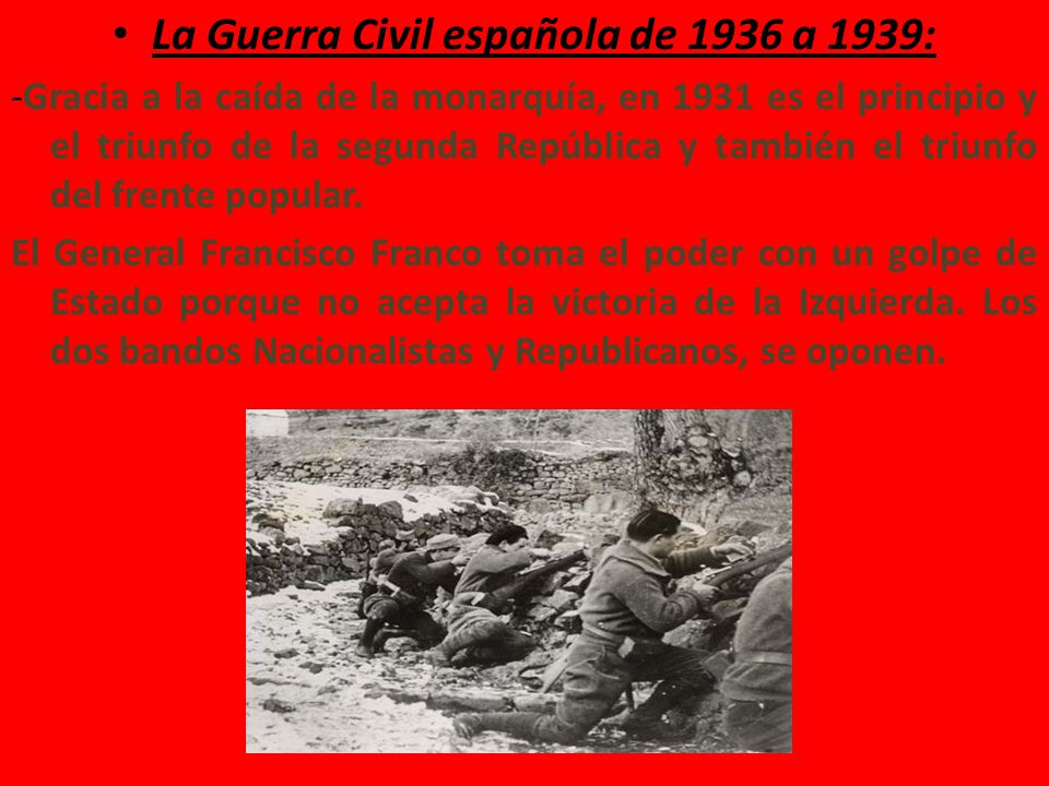 La Guerra Civil española de 1936 a 1939:
