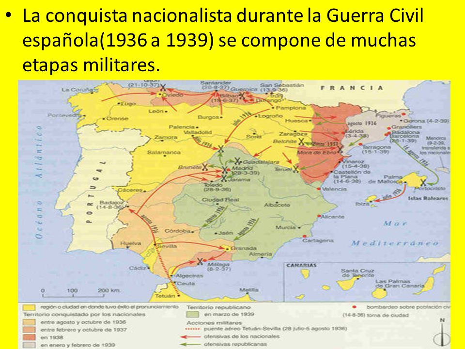 La conquista nacionalista durante la Guerra Civil española(1936 a 1939) se compone de muchas etapas militares.
