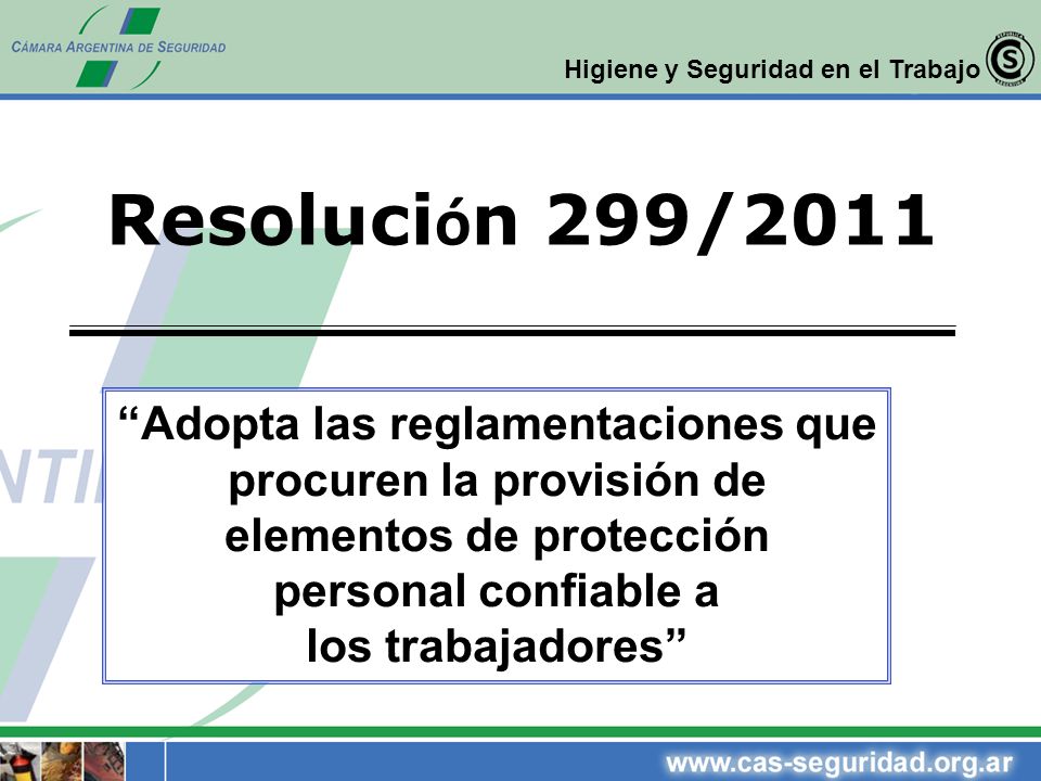 Resolución 299/2011 Adopta las reglamentaciones que