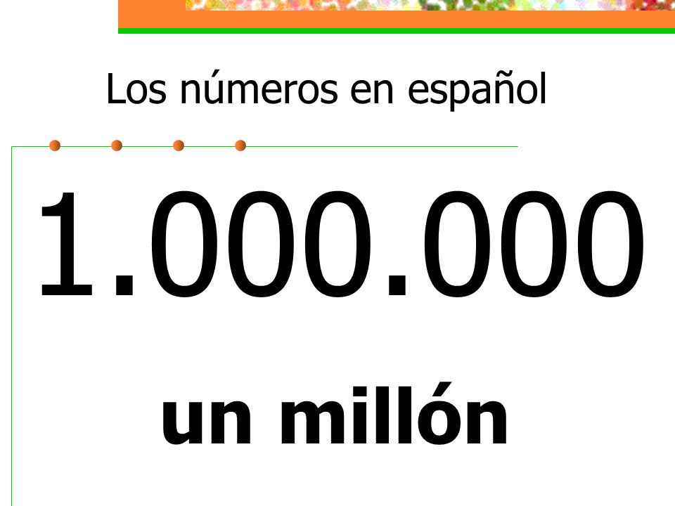 Los números en español un millón
