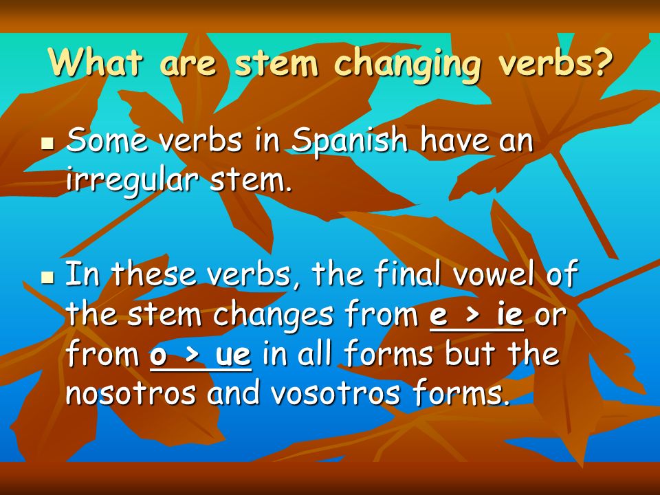 What are stem changing verbs