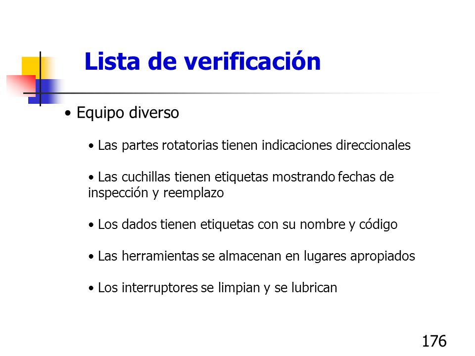 Lista de verificación Equipo diverso