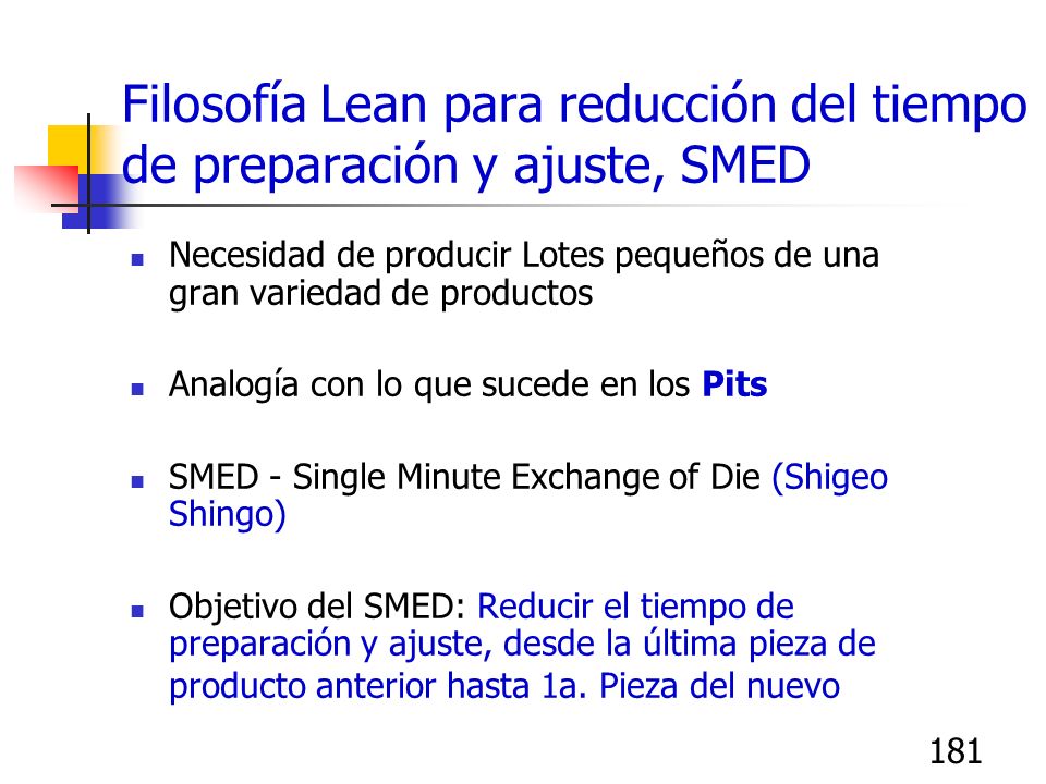 Filosofía Lean para reducción del tiempo de preparación y ajuste, SMED