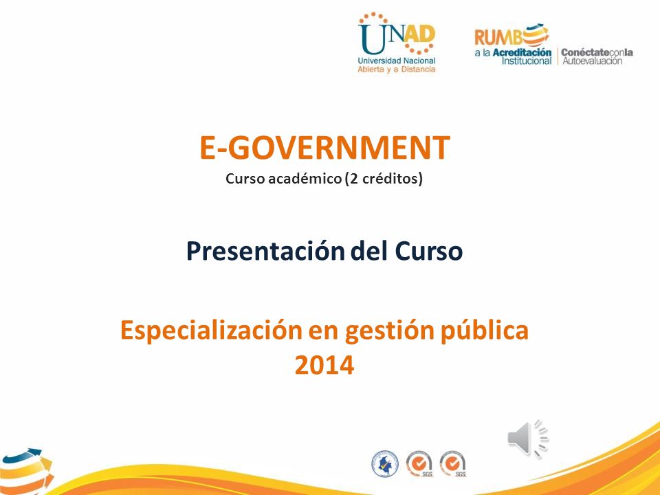 E-GOVERNMENT Presentación del Curso Especialización en gestión pública