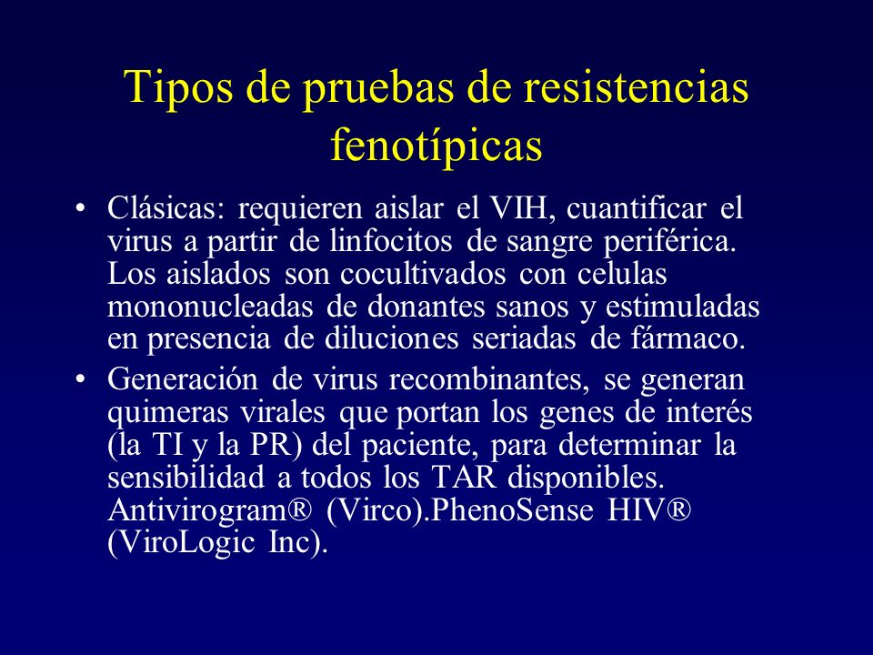 Tipos de pruebas de resistencias fenotípicas