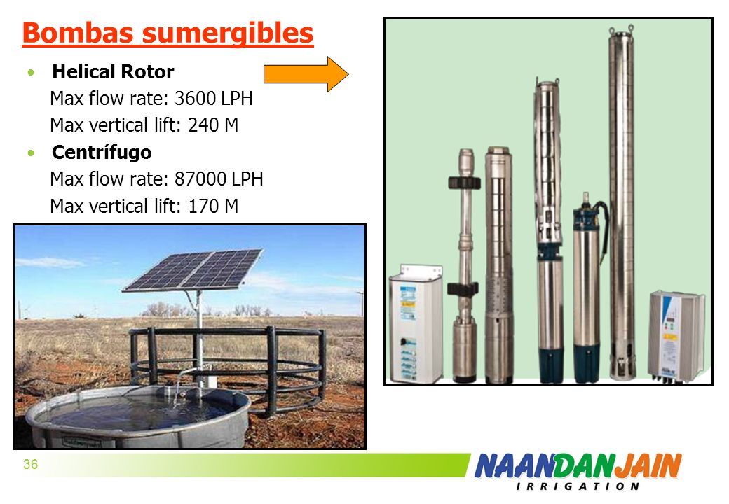 Bombas sumergibles Helical Rotor Max flow rate: 3600 LPH